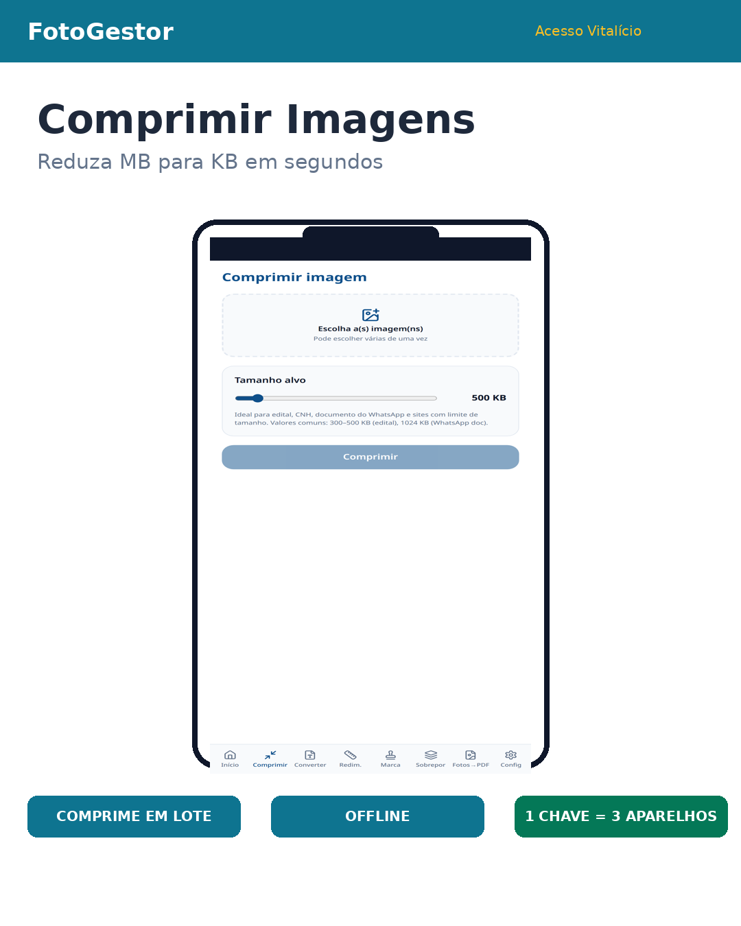 FotoGestor — Comprimir imagens
